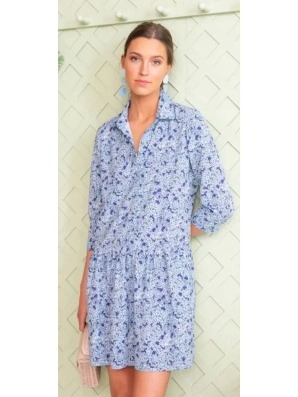 Tuckernuck Hydrangea Hayes Mini Dress Blue & White-sz XS